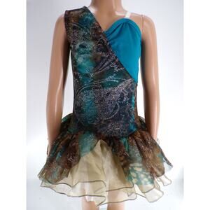 Dance Costume L0215 Medium Child Brown Turquoise Jazz Ballet